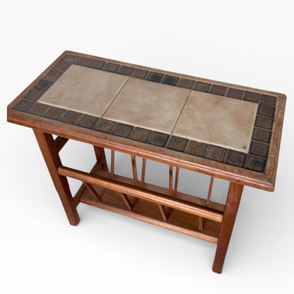Mid-Century Teak Tiled Magazine Rack / Side Table