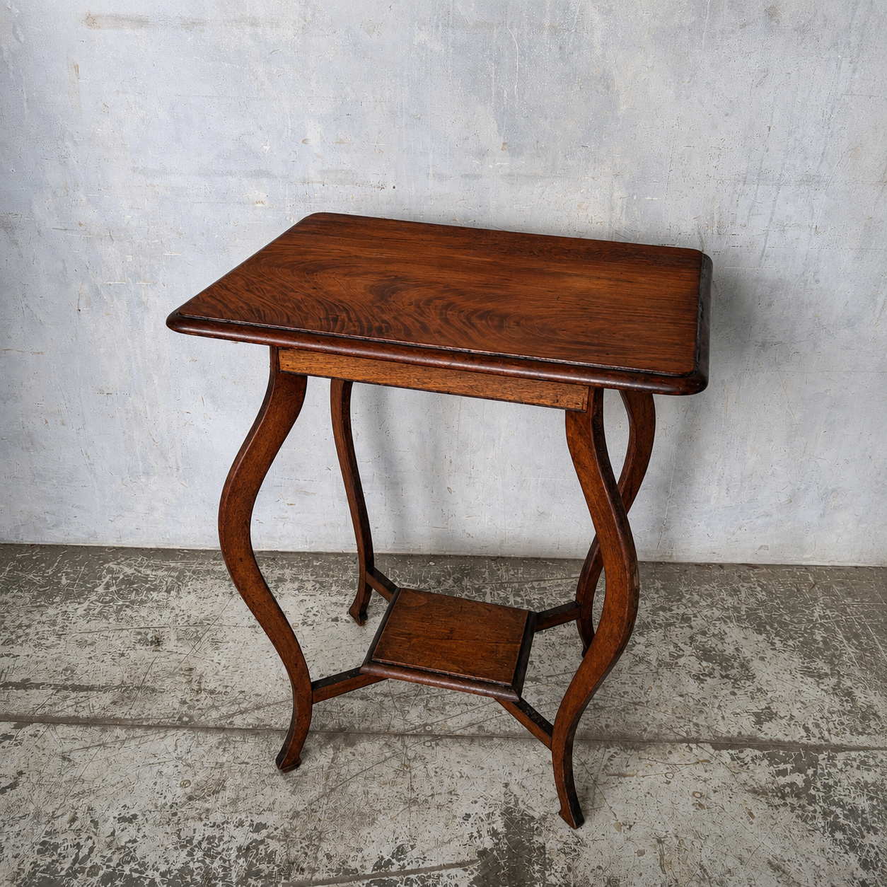 Antique Arts & Crafts Walnut Occasional Side Table | Art Nouveau Lamp Table with Undershelf