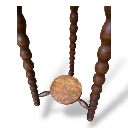 Tall French Bobbin Stool | Antique French Turned Wood Plant Stand | Rustic Country Accent — view 11