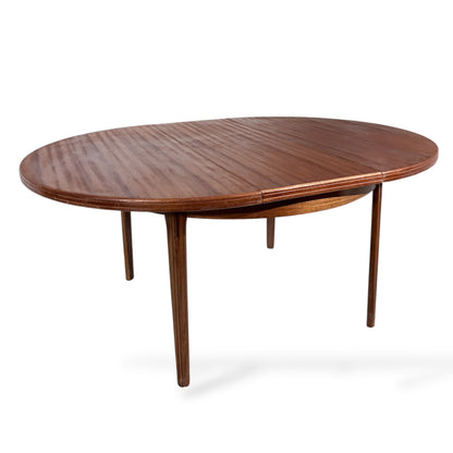 Vintage Mid Century Danish Teak Round Extending Dining Table