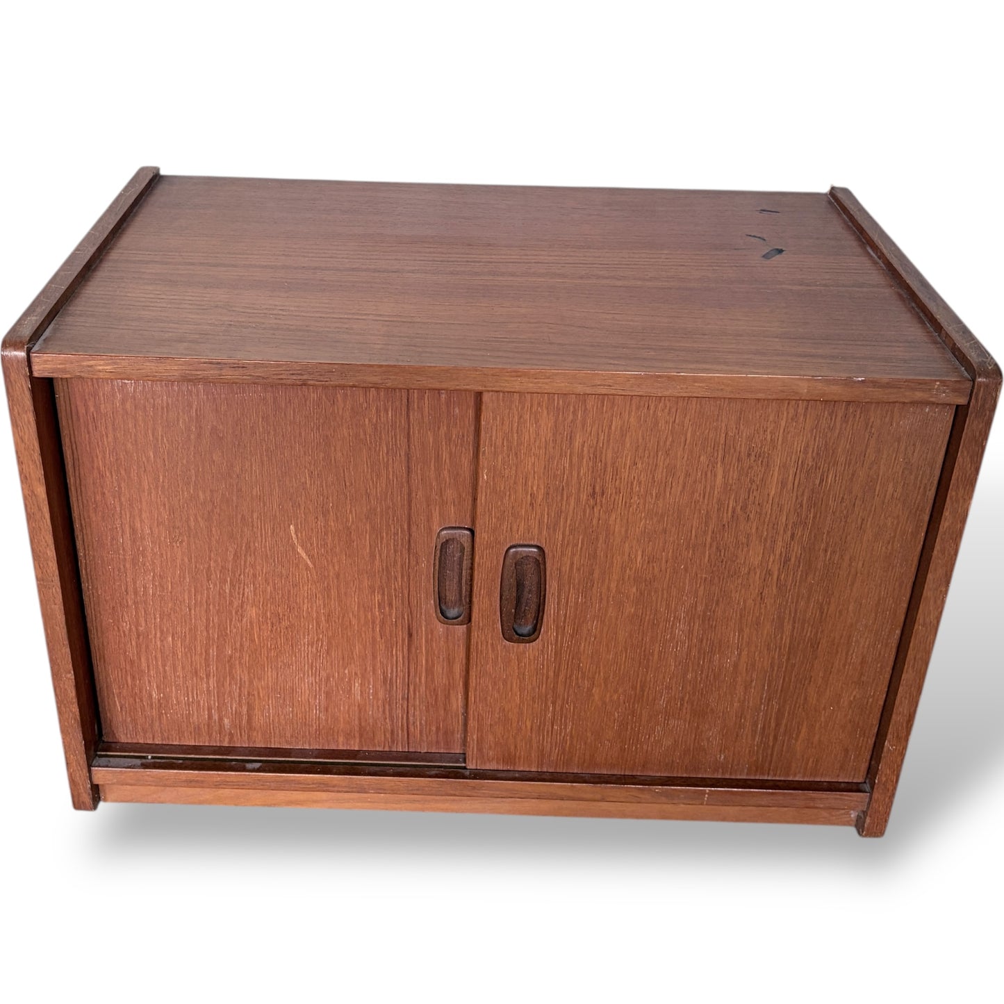 Mid-Century Teak Record Cabinet on Castors