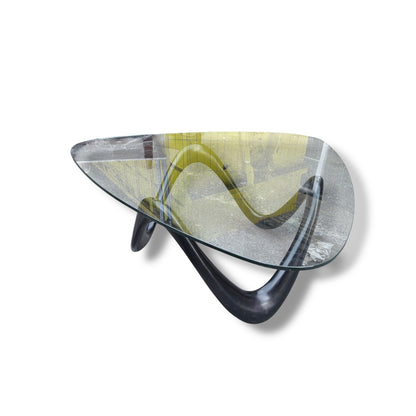 Rounded Triangular Glass Coffee Table with Pop Art Base