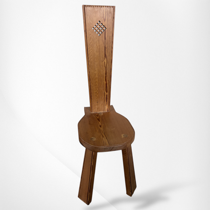 Brutalist Spinning Chair – Solid Oak Architectural Wooden Armchair With Rotating Seat
