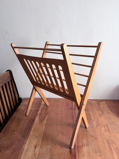 Mid Century Dutch Beech Folding Magazine Rack by Cees Braakman