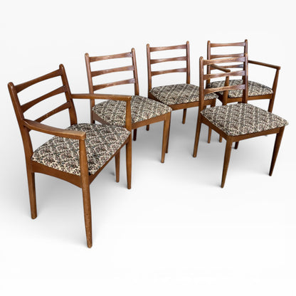 Vintage Dining Chair Set – Ladder-Back Chairs with Floral Tapestry Upholstery & Solid Timber Frames