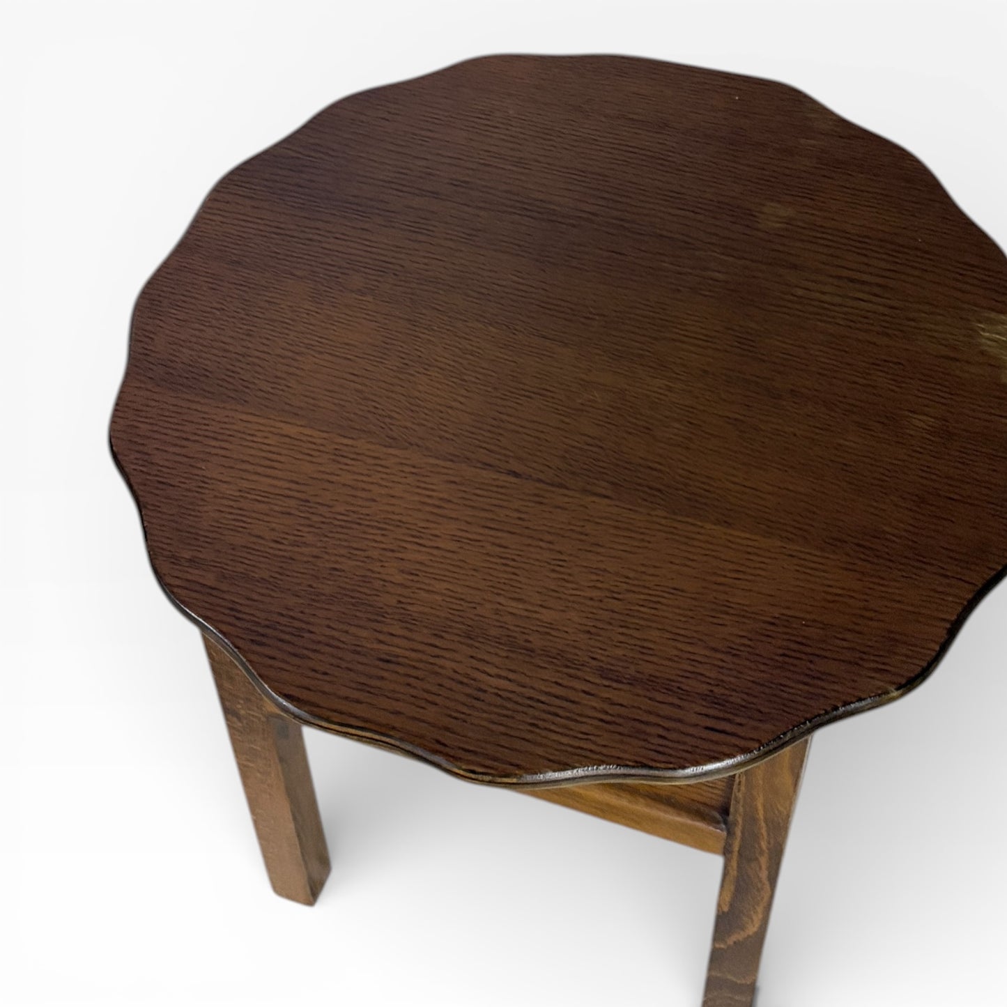 Oak Sewing Box - Vintage Arts And Crafts Utility Furniture With Scalloped Top