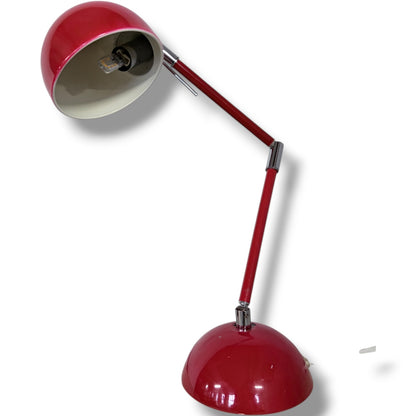 Vintage Desk Lamp - Adjustable Red Mid Century Modern Task Light with Chrome Joints