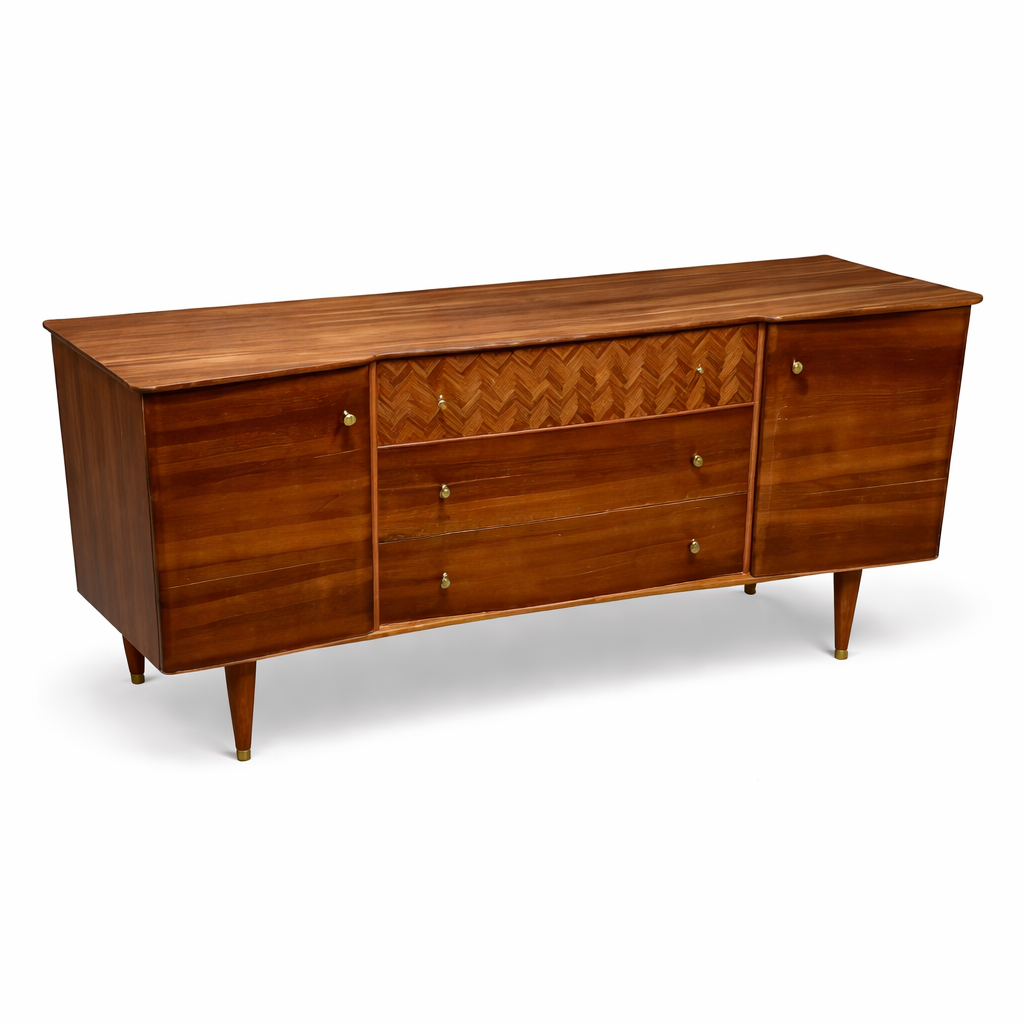 Vintage Uniflex Walnut & Teak Sideboard – Mid-Century