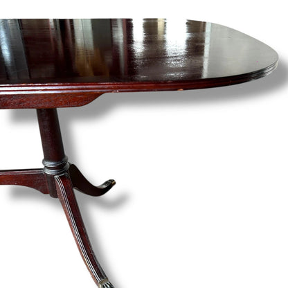 Mid Century McIntosh Mahogany Twin Pillar Extendable Dining Table