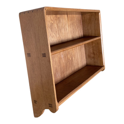 Vintage Tiger Oak & Beech Wall Shelf – Curved Open Display Unit