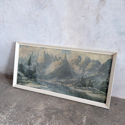 Vintage Framed Mountain Landscape Print by Arno Lemke – ‘The Dolomites’