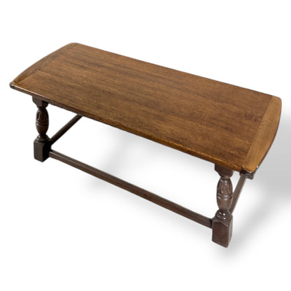 Solid Oak Coffee Table - Vintage Colonial Rustic English Farmhouse Living Room Table