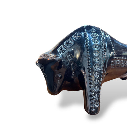 Bitossi Black Ceramic Bull Sculpture – Mid-Century Italian Design — view 3