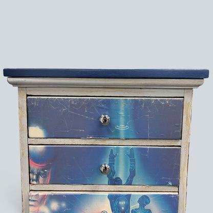 Vintage Disney TRON Tallboy Chest of Drawers | Upcycled Film Poster Storage Cabinet | Retro Sci-Fi Furniture