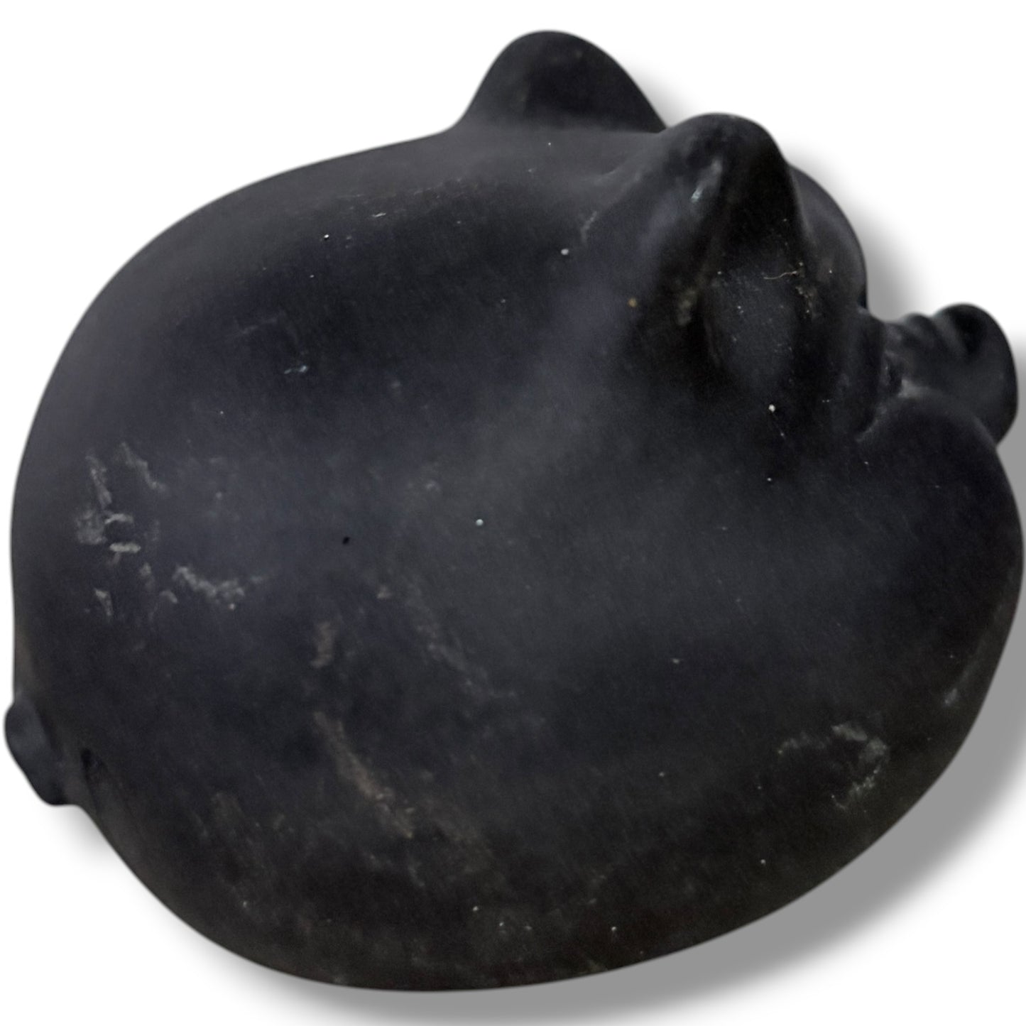 Vintage Chinese Pig Figurine – Black Clay Pottery Lucky Rattle Sculpture