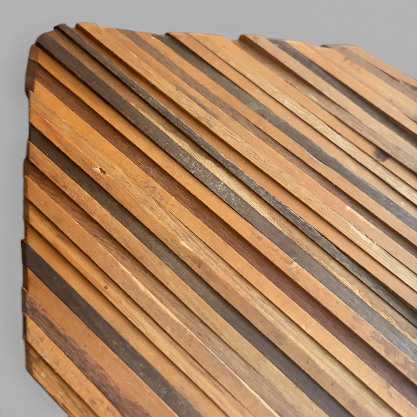 Mid Century Helix Mixed Wood Sculpture Handmade Kinetic Geometric Wooden Art