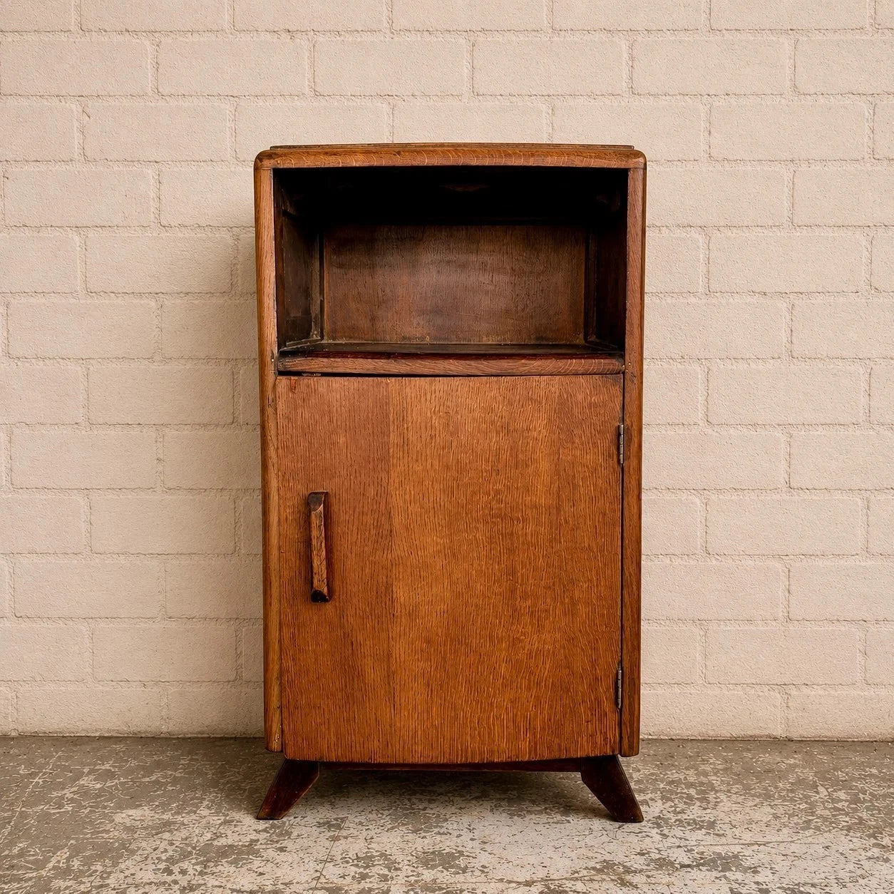 1950s oak bedside cabinet and compact utility cupboard - view 1