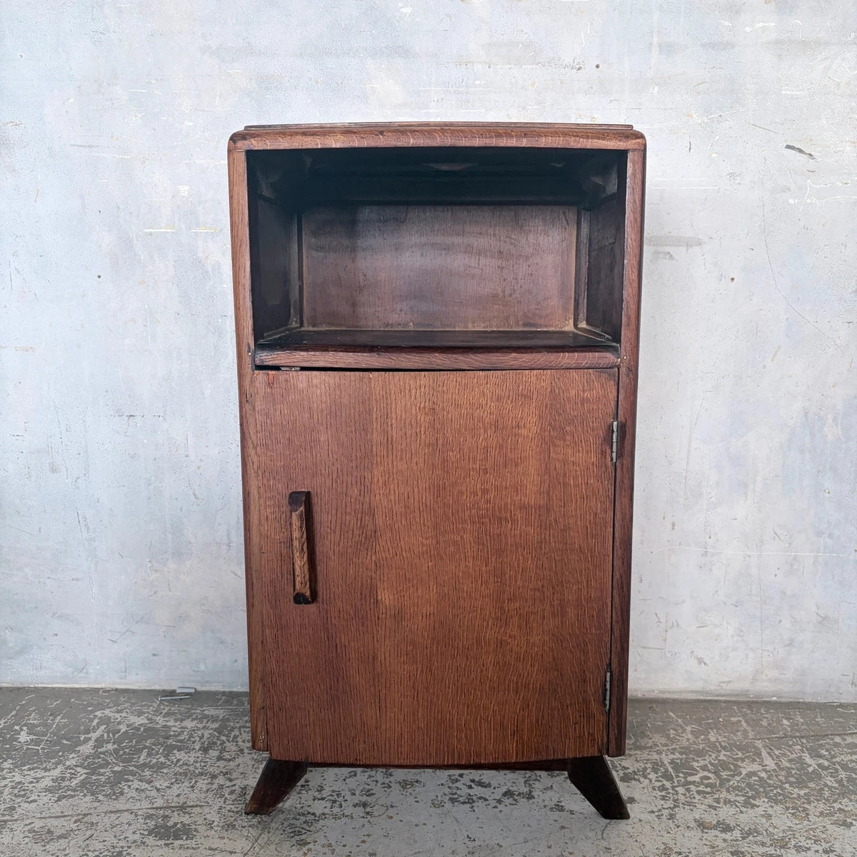 1950s oak bedside cabinet and compact utility cupboard - view 2