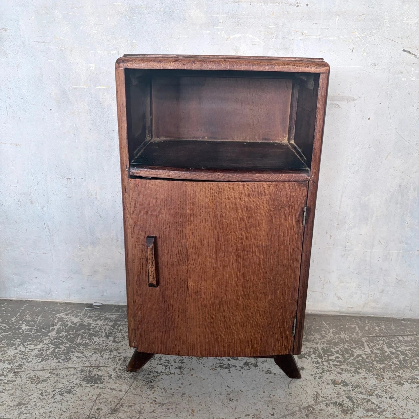 1950s oak bedside cabinet and compact utility cupboard - view 3