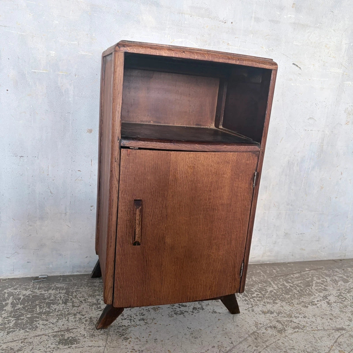 1950s oak bedside cabinet and compact utility cupboard - view 4