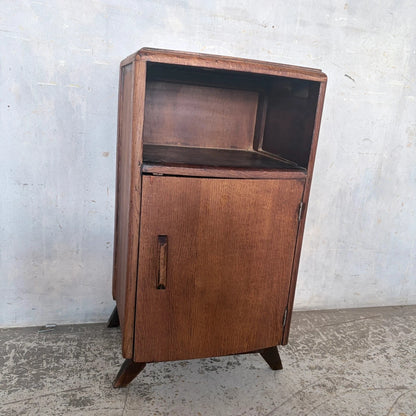 1950s oak bedside cabinet and compact utility cupboard - view 4
