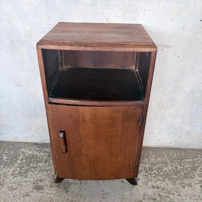 1950s oak bedside cabinet and compact utility cupboard - view 5