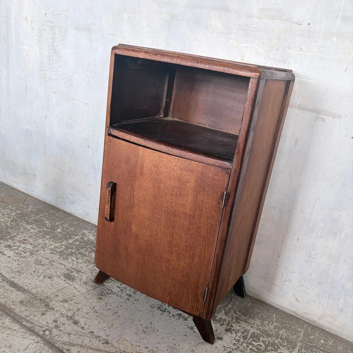 1950s oak bedside cabinet and compact utility cupboard - view 6