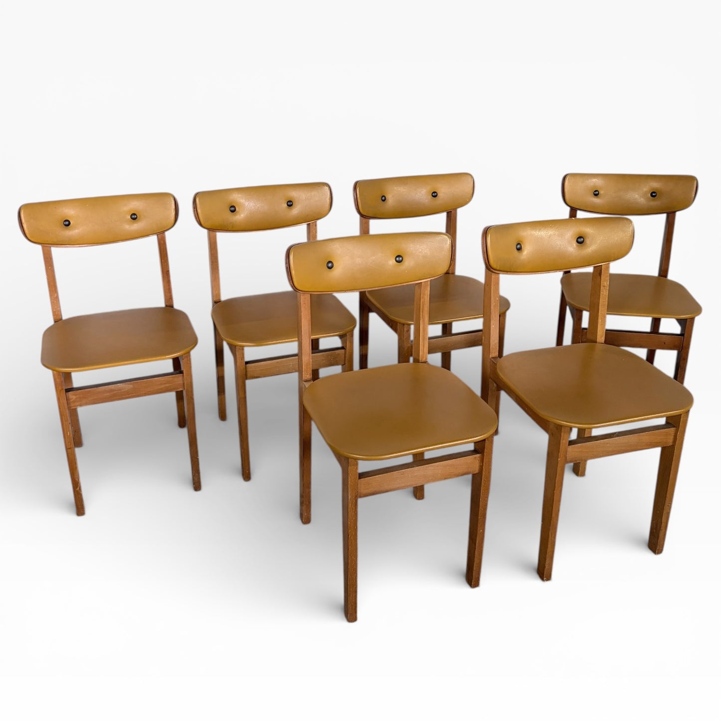 Yellow Vinyl Butterfly Back Dining Chairs (Set of Six)