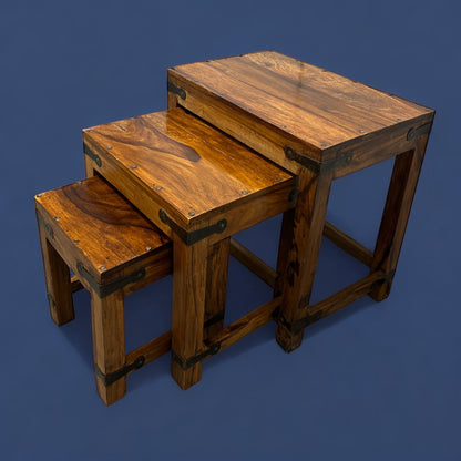 Vintage Indian wood nest of tables