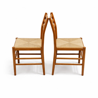 Italian Beech Dining Chairs – Set of Two Vintage Ladder Back Chairs