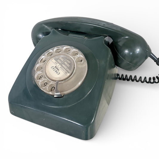 Vintage Rotary Telephone – Blue Bakelite Desk Phone | Mid Century Retro Prop