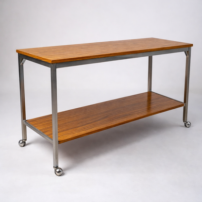 Mid Century Drinks Trolley – Walnut & Chrome Bar Cart | Stylish Portable Bar