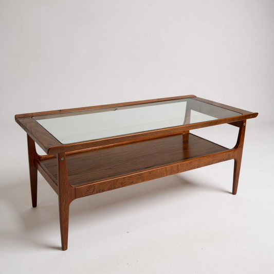 Vintage Danish Teak & Glass Coffee Table – Mid Century Modern Minimalist Design