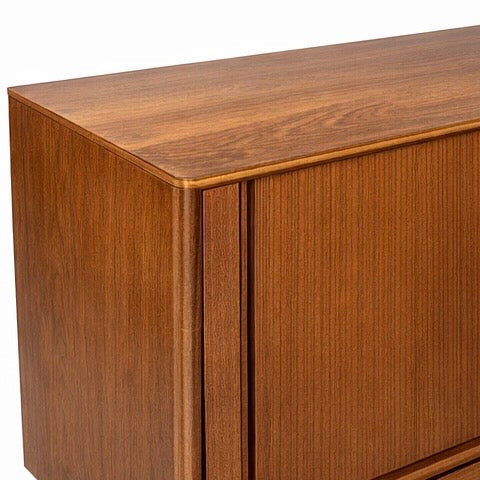 Danish Mid Century Teak Tambour Door Drinks Cabinet / Cocktail Cabinet