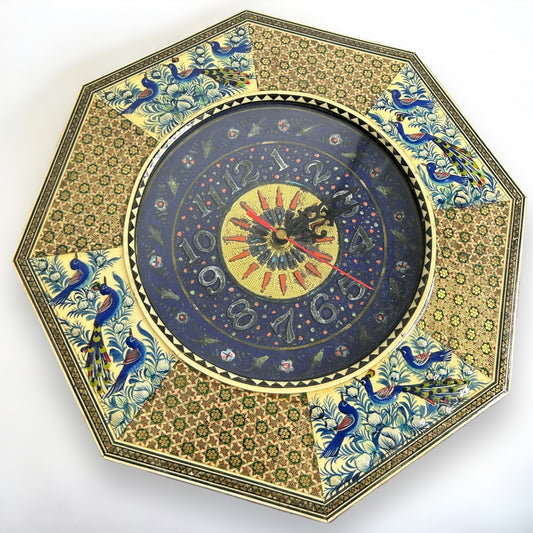 Vintage 1960s Persian Khatam Wall Clock