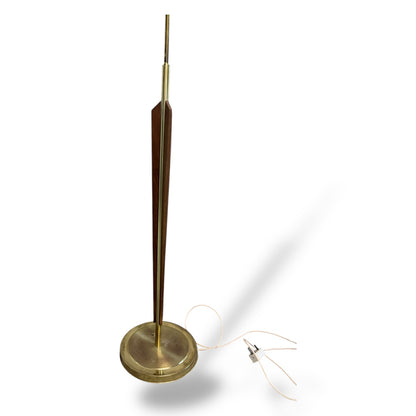 Mid Century Teak & Brass Standard Lamp with Handmade Shade — view 6