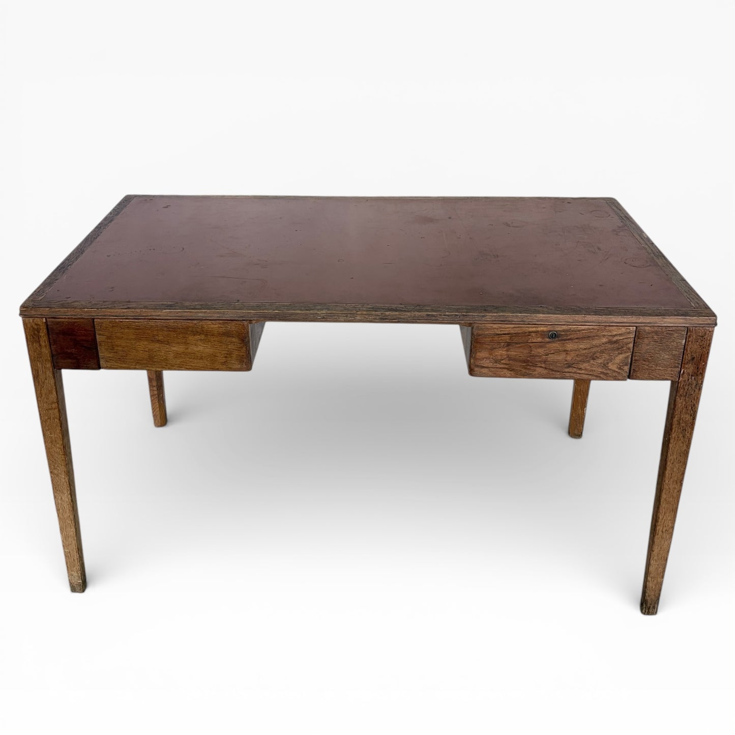 1950s Oak & Leather Military Compact Desk — view 6