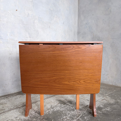 Mid Century Compact Teak Drop Leaf Dining Table Space Saving Fold Away Dining Table