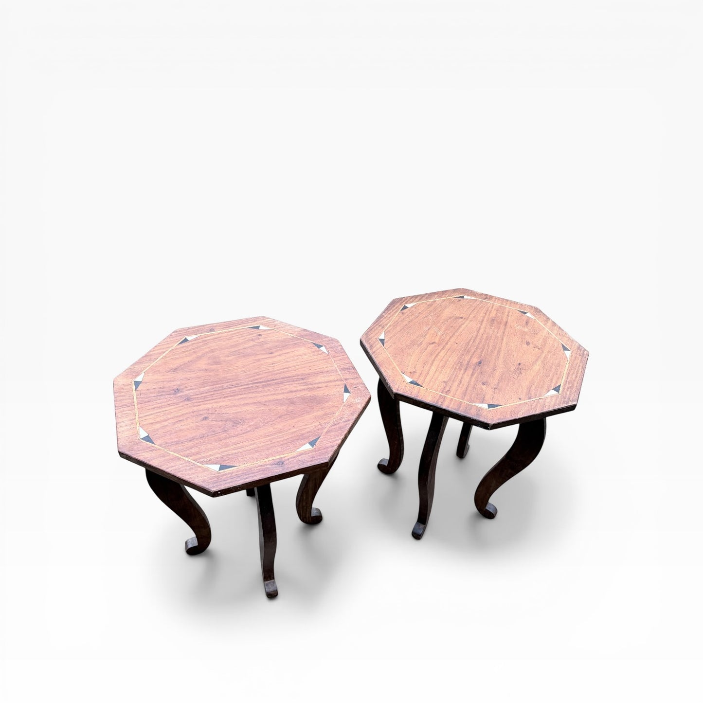 Arts & Crafts Oak Bone Inlay Bedside Tables (Pair)