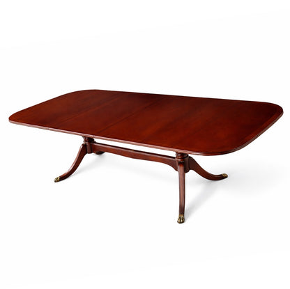 Mid Century McIntosh Mahogany Twin Pillar Extendable Dining Table