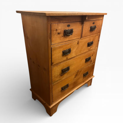 Antique Pine and Brass Chest of Drawers