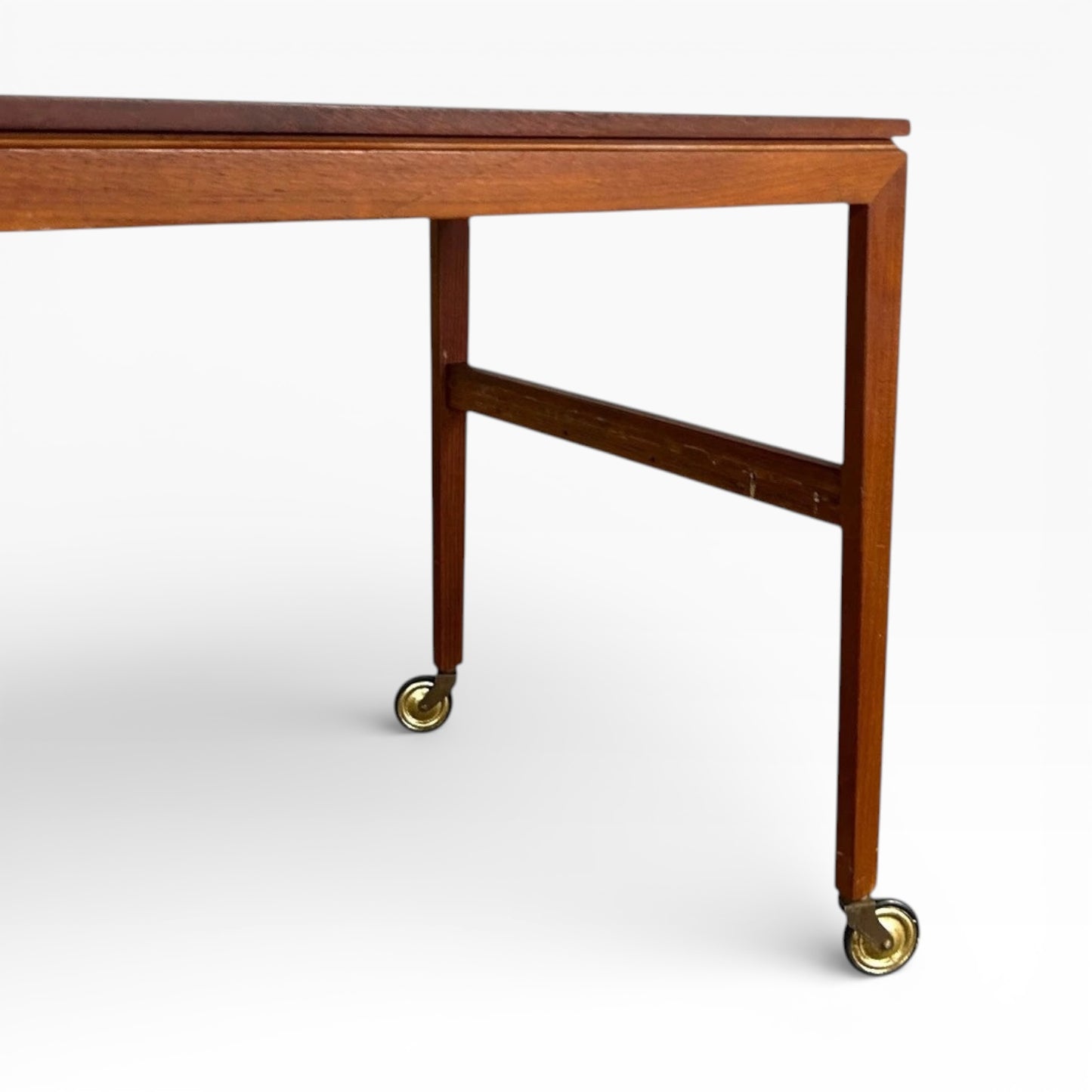 Vintage Teak Trolley | Mid-Century Serving Cart With Original Brass Castors