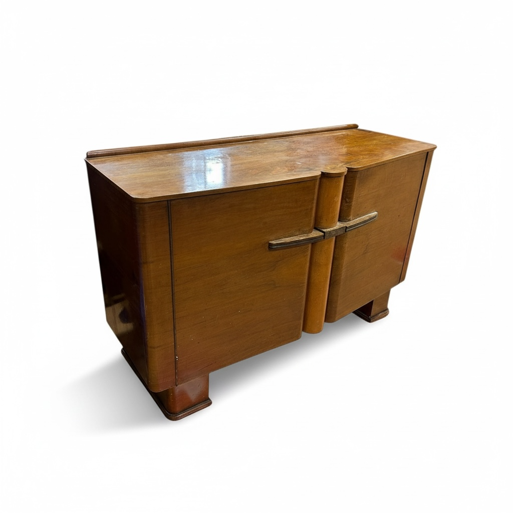 Art Deco Sideboard – Walnut Drinks Cabinet With Bakelite Handles | Vintage 1930s Bar — view 4