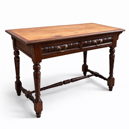 Mahogany, Pine & Oak Console Table with Two Drawers
