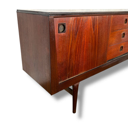 Danish Mid-Century Rosewood Sideboard | Vintage Long Credenza with Drawers & Sliding Doors