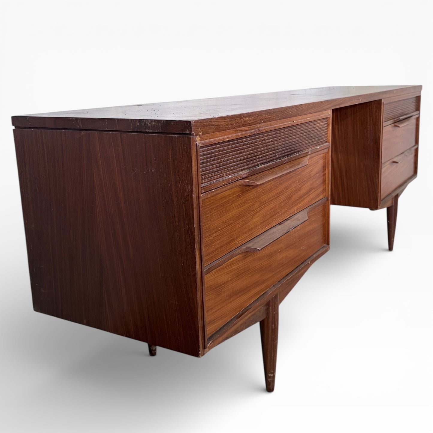 Mid-Century Low Teak Desk by White & Newton
