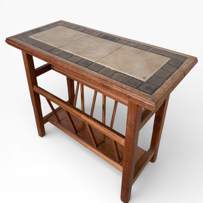 Mid-Century Teak Tiled Magazine Rack / Side Table