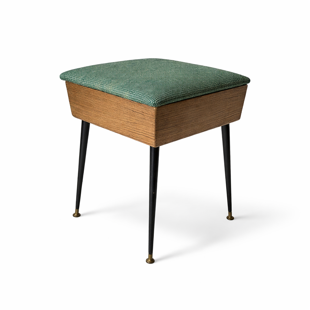 Vintage Atomic Mid-Century Sewing Box Stool