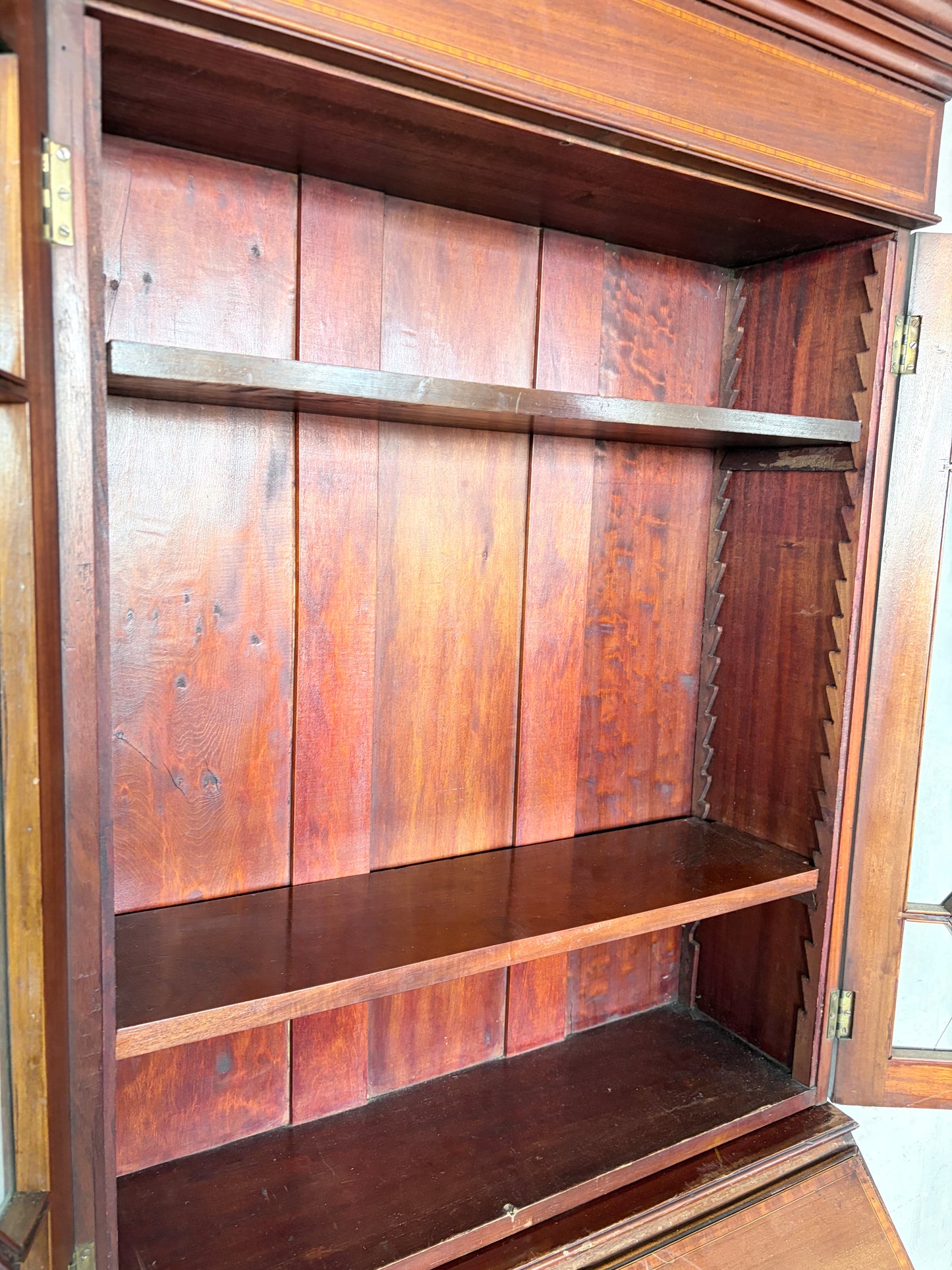 Antique Edwardian Mahogany Glazed Bureau Bookcase