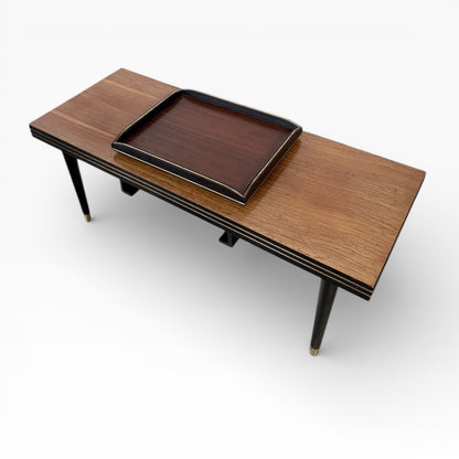 Vintage Space Age Coffee Table – Mid Century Retro Modern Low Profile Table with Removable Tray